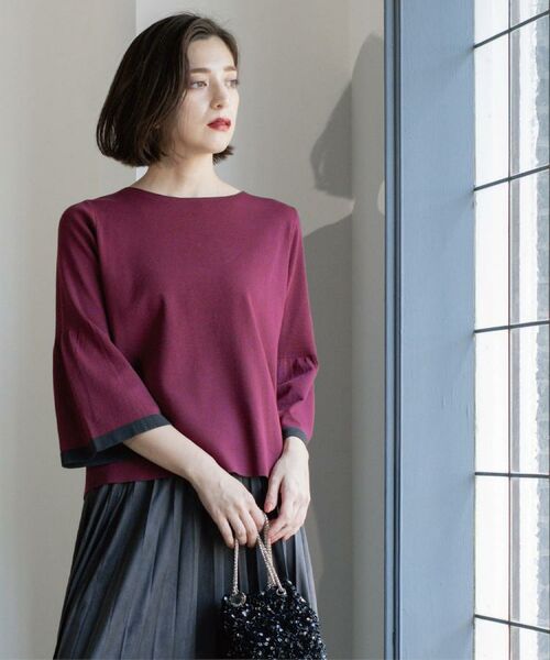 OPAQUE.CLIP / オペーク ドット クリップ ニット・セーター | 配色フレアスリーブニット【UVケア/洗濯機OK】 | 詳細18