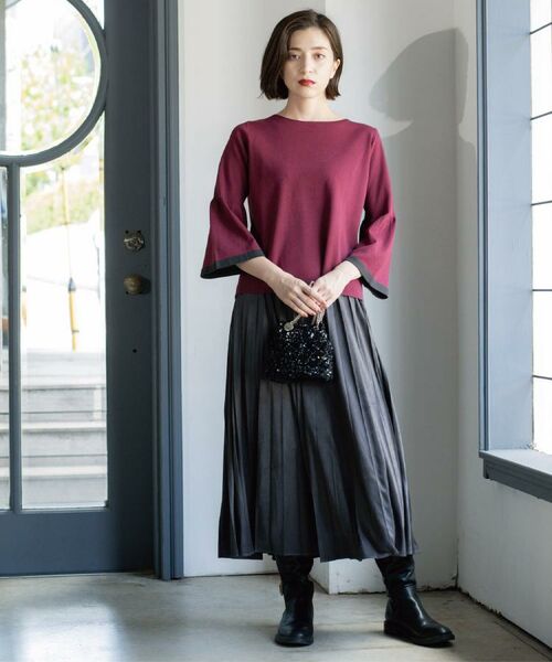 OPAQUE.CLIP / オペーク ドット クリップ ニット・セーター | 配色フレアスリーブニット【UVケア/洗濯機OK】 | 詳細20