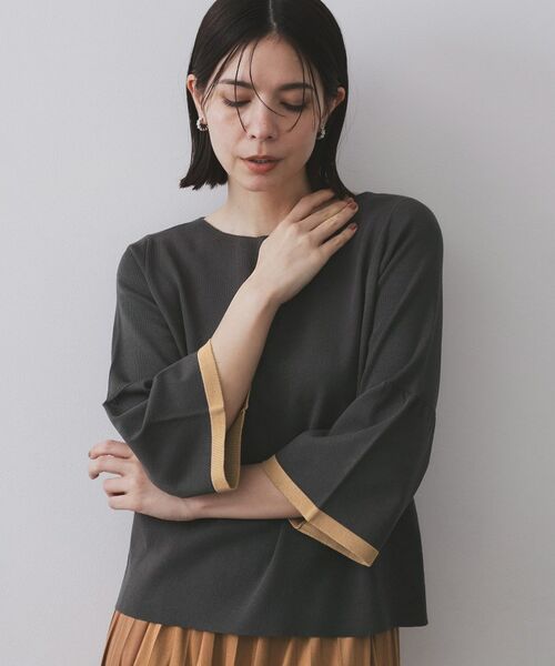 OPAQUE.CLIP / オペーク ドット クリップ ニット・セーター | 配色フレアスリーブニット【UVケア/洗濯機OK】 | 詳細27