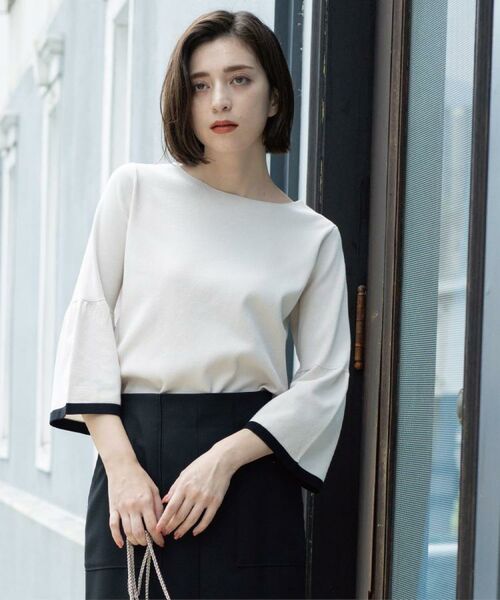 OPAQUE.CLIP / オペーク ドット クリップ ニット・セーター | 配色フレアスリーブニット【UVケア/洗濯機OK】 | 詳細3