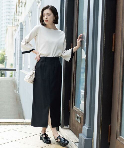 OPAQUE.CLIP / オペーク ドット クリップ ニット・セーター | 配色フレアスリーブニット【UVケア/洗濯機OK】 | 詳細6