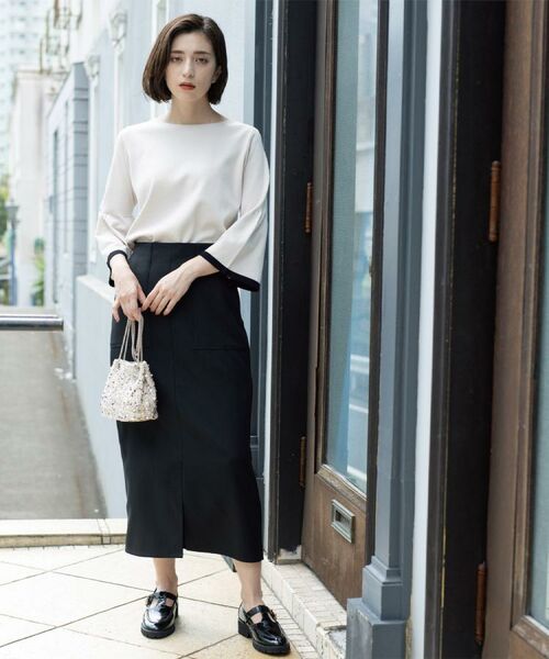 OPAQUE.CLIP / オペーク ドット クリップ ニット・セーター | 配色フレアスリーブニット【UVケア/洗濯機OK】 | 詳細7