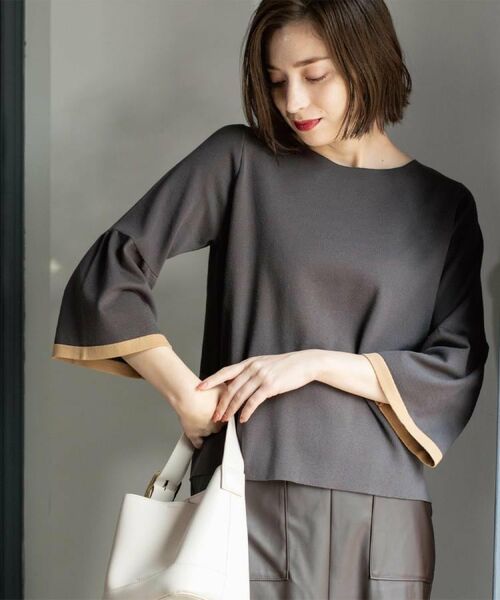 OPAQUE.CLIP / オペーク ドット クリップ ニット・セーター | 配色フレアスリーブニット【UVケア/洗濯機OK】 | 詳細8