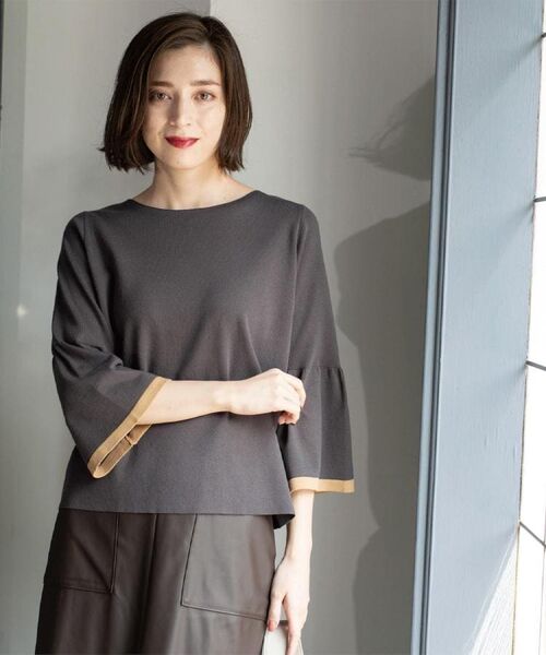 OPAQUE.CLIP / オペーク ドット クリップ ニット・セーター | 配色フレアスリーブニット【UVケア/洗濯機OK】 | 詳細9