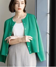 アルベロベロ　カーディガン緑　新品 セール】 ドットジャカードカーディガン （カーディガン・ボレロ