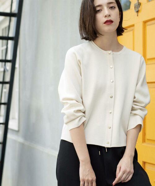 OPAQUE. CLIP/オペーク ドット クリップ スナップボタンニットカーディガン【UVケア/洗濯機OK】《6col/S～LL》 アイボリー(004) 38(M)