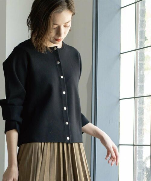 OPAQUE.CLIP / オペーク ドット クリップ カーディガン・ボレロ | スナップボタンニットカーディガン【UVケア/洗濯機OK】《6col/S~LL》(ブラック(019))