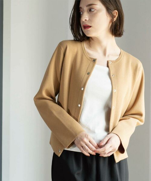 OPAQUE.CLIP / オペーク ドット クリップ カーディガン・ボレロ | スナップボタンニットカーディガン【UVケア/洗濯機OK】《6col/S~LL》(キャメルブラウン(041))