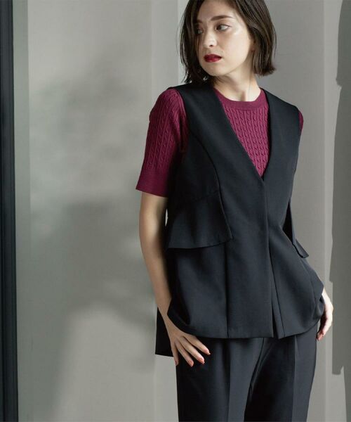 OPAQUE.CLIP / オペーク ドット クリップ ベスト | フリルペプラムジレ/セットアップ対応可【洗濯機洗い可】 | 詳細1