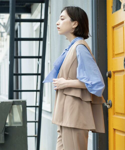 OPAQUE.CLIP / オペーク ドット クリップ ベスト | フリルペプラムジレ/セットアップ対応可【洗濯機洗い可】 | 詳細10