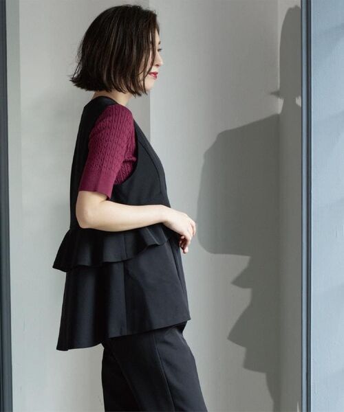 OPAQUE.CLIP / オペーク ドット クリップ ベスト | フリルペプラムジレ/セットアップ対応可【洗濯機洗い可】 | 詳細3