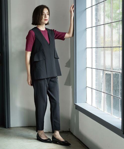 OPAQUE.CLIP / オペーク ドット クリップ ベスト | フリルペプラムジレ/セットアップ対応可【洗濯機洗い可】 | 詳細5