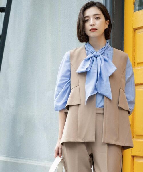 OPAQUE.CLIP / オペーク ドット クリップ ベスト | フリルペプラムジレ/セットアップ対応可【洗濯機洗い可】 | 詳細8