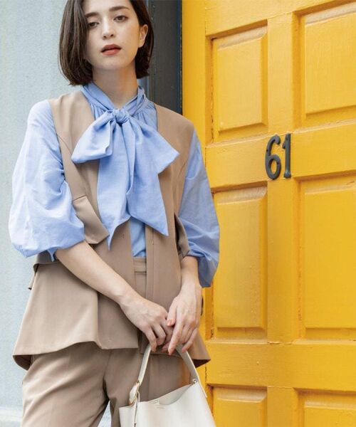 OPAQUE.CLIP / オペーク ドット クリップ ベスト | フリルペプラムジレ/セットアップ対応可【洗濯機洗い可】 | 詳細9