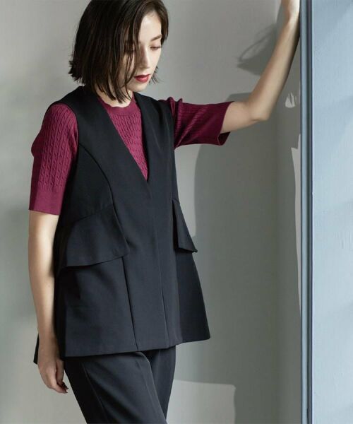 OPAQUE. CLIP/オペーク ドット クリップ フリルペプラムジレ/セットアップ対応可【洗濯機洗い可】 ブラック(019) 40(L)