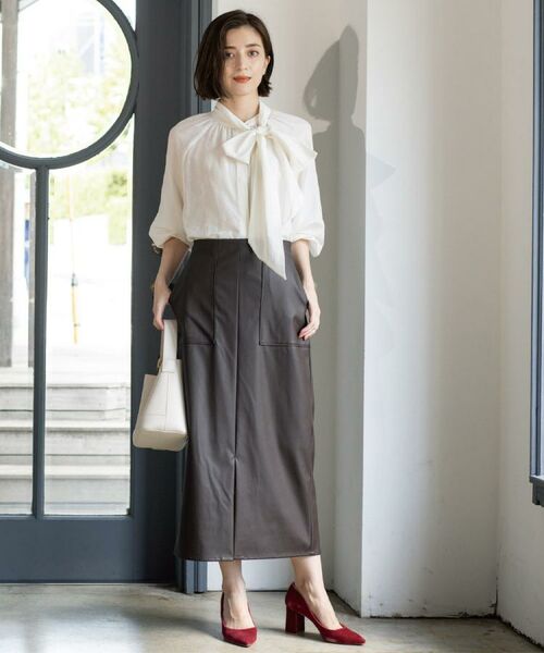 OPAQUE.CLIP / オペーク ドット クリップ ロング・マキシ丈スカート | ストレッチダブルポケットタイトスカート【洗える】 | 詳細15