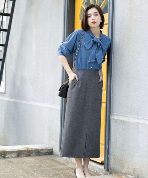 OPAQUE.CLIP / オペーク ドット クリップ ロング・マキシ丈スカート | ストレッチダブルポケットタイトスカート【洗える】 | 詳細6