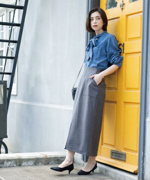 OPAQUE.CLIP / オペーク ドット クリップ ロング・マキシ丈スカート | ストレッチダブルポケットタイトスカート【洗える】 | 詳細7