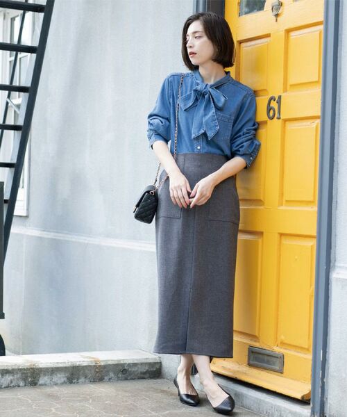 OPAQUE.CLIP / オペーク ドット クリップ ロング・マキシ丈スカート | ストレッチダブルポケットタイトスカート【洗える】 | 詳細8