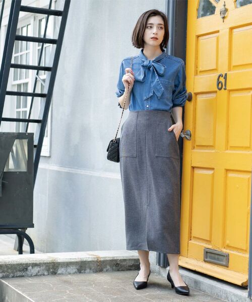 OPAQUE.CLIP / オペーク ドット クリップ ロング・マキシ丈スカート | ストレッチダブルポケットタイトスカート【洗える】 | 詳細9