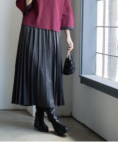 OPAQUE.CLIP / オペーク ドット クリップ ロング・マキシ丈スカート | フェイクスウェードプリーツスカート【静電気防止加工/洗濯機OK】《6col/S～LL》