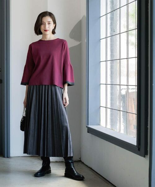 OPAQUE.CLIP / オペーク ドット クリップ ロング・マキシ丈スカート | フェイクスウェードプリーツスカート【静電気防止加工/洗濯機OK】《6col/S～LL》 | 詳細10