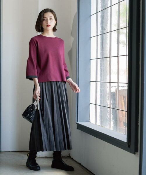 OPAQUE.CLIP / オペーク ドット クリップ ロング・マキシ丈スカート | フェイクスウェードプリーツスカート【静電気防止加工/洗濯機OK】《6col/S～LL》 | 詳細11