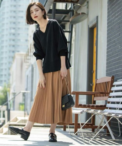 OPAQUE.CLIP / オペーク ドット クリップ ロング・マキシ丈スカート | フェイクスウェードプリーツスカート【静電気防止加工/洗濯機OK】《6col/S～LL》 | 詳細13