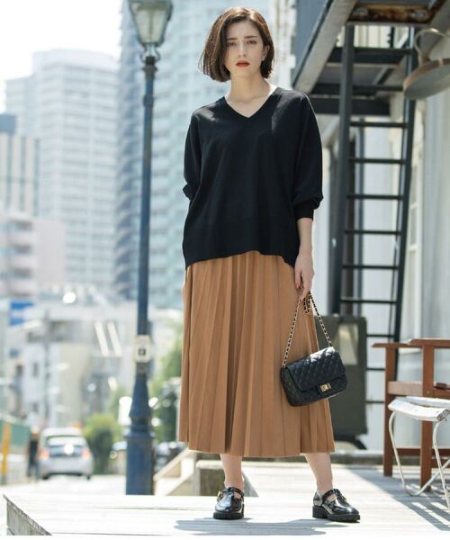 OPAQUE.CLIP / オペーク ドット クリップ ロング・マキシ丈スカート | フェイクスウェードプリーツスカート【静電気防止加工/洗濯機OK】《6col/S～LL》 | 詳細14