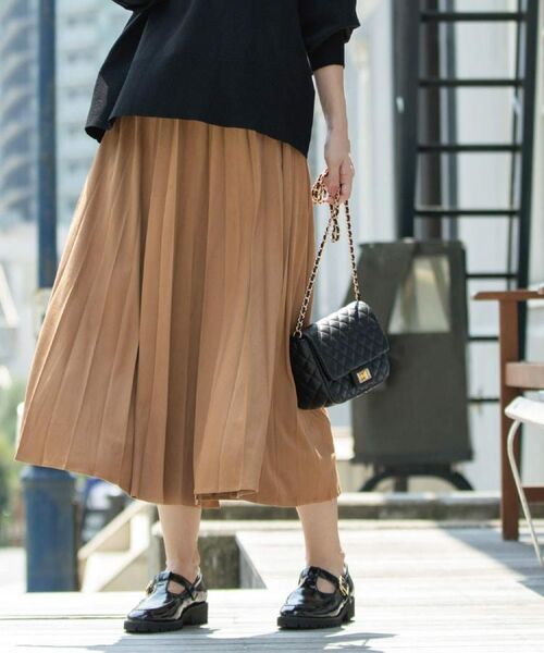 OPAQUE.CLIP / オペーク ドット クリップ ロング・マキシ丈スカート | フェイクスウェードプリーツスカート【静電気防止加工/洗濯機OK】《6col/S～LL》 | 詳細15