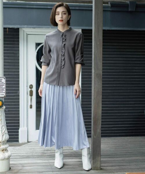 OPAQUE.CLIP / オペーク ドット クリップ ロング・マキシ丈スカート | フェイクスウェードプリーツスカート【静電気防止加工/洗濯機OK】《6col/S～LL》 | 詳細19