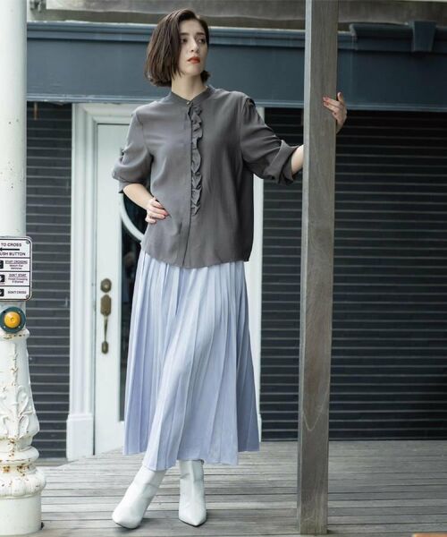 OPAQUE.CLIP / オペーク ドット クリップ ロング・マキシ丈スカート | フェイクスウェードプリーツスカート【静電気防止加工/洗濯機OK】《6col/S～LL》 | 詳細20