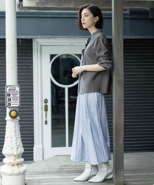 OPAQUE.CLIP / オペーク ドット クリップ ロング・マキシ丈スカート | フェイクスウェードプリーツスカート【静電気防止加工/洗濯機OK】《6col/S～LL》 | 詳細21