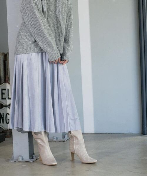 OPAQUE.CLIP / オペーク ドット クリップ ロング・マキシ丈スカート | フェイクスウェードプリーツスカート【静電気防止加工/洗濯機OK】《6col/S～LL》 | 詳細22