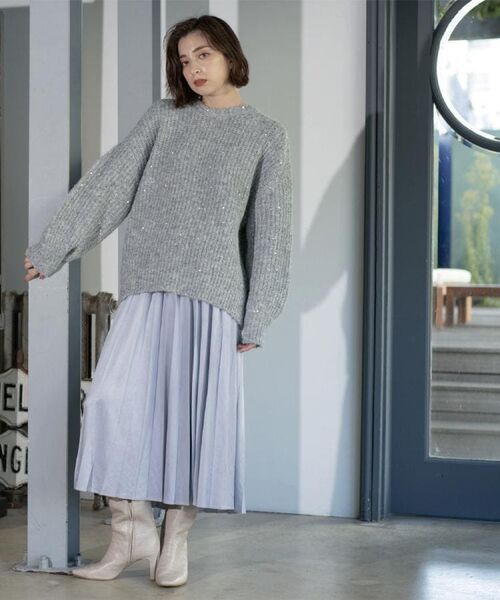 OPAQUE.CLIP / オペーク ドット クリップ ロング・マキシ丈スカート | フェイクスウェードプリーツスカート【静電気防止加工/洗濯機OK】《6col/S～LL》 | 詳細23