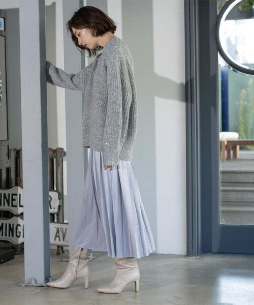 OPAQUE.CLIP / オペーク ドット クリップ ロング・マキシ丈スカート | フェイクスウェードプリーツスカート【静電気防止加工/洗濯機OK】《6col/S～LL》 | 詳細24