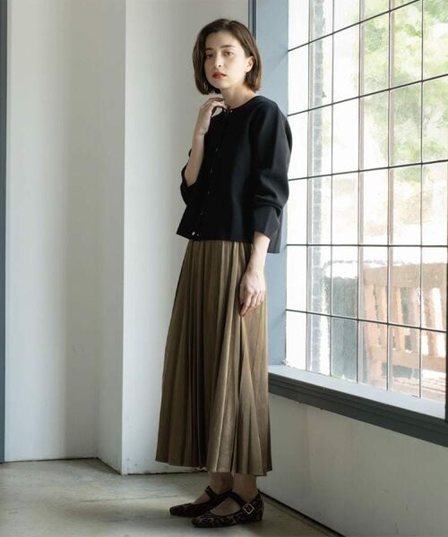 OPAQUE.CLIP / オペーク ドット クリップ ロング・マキシ丈スカート | フェイクスウェードプリーツスカート【静電気防止加工/洗濯機OK】《6col/S～LL》 | 詳細28