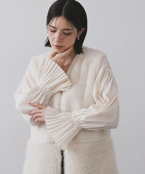 OPAQUE.CLIP / オペーク ドット クリップ シャツ・ブラウス | プリーツキャンディスリーブブラウス【洗濯機洗い可】 | 詳細2