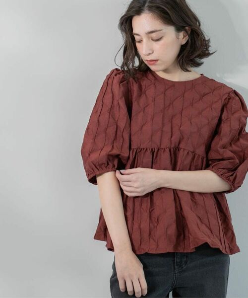 OPAQUE.CLIP / オペーク ドット クリップ シャツ・ブラウス | ふくれジャカードペプラムブラウス【洗濯機洗い可】 | 詳細10