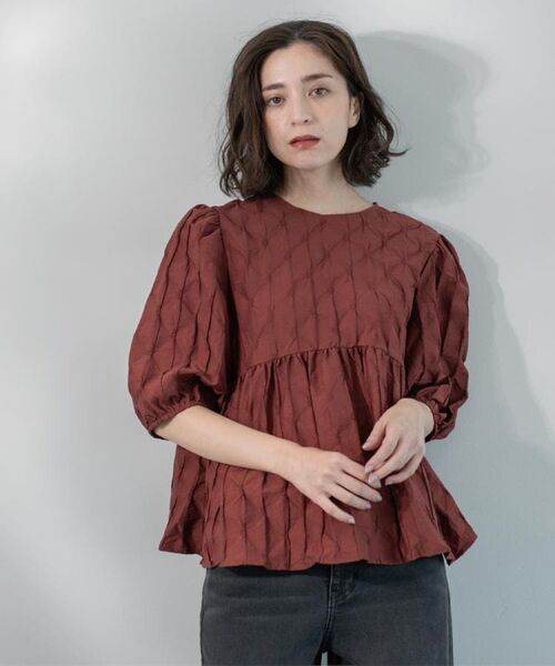 OPAQUE.CLIP / オペーク ドット クリップ シャツ・ブラウス | ふくれジャカードペプラムブラウス【洗濯機洗い可】 | 詳細11