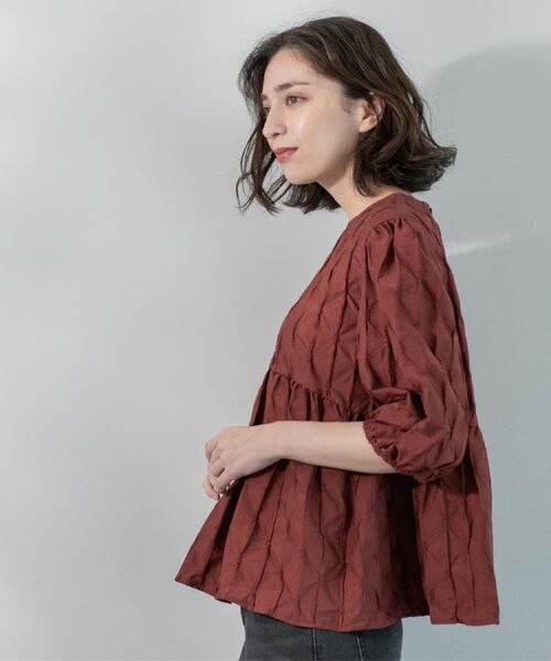 OPAQUE.CLIP / オペーク ドット クリップ シャツ・ブラウス | ふくれジャカードペプラムブラウス【洗濯機洗い可】 | 詳細13