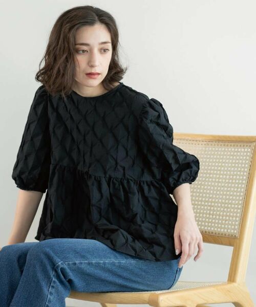 OPAQUE.CLIP / オペーク ドット クリップ シャツ・ブラウス | ふくれジャカードペプラムブラウス【洗濯機洗い可】 | 詳細15