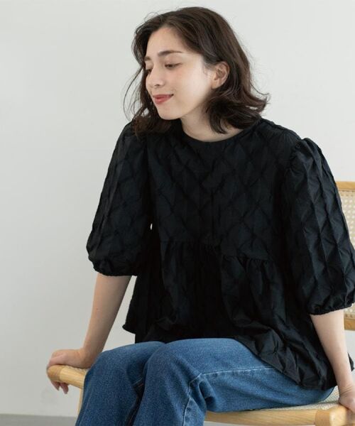 OPAQUE.CLIP / オペーク ドット クリップ シャツ・ブラウス | ふくれジャカードペプラムブラウス【洗濯機洗い可】 | 詳細16