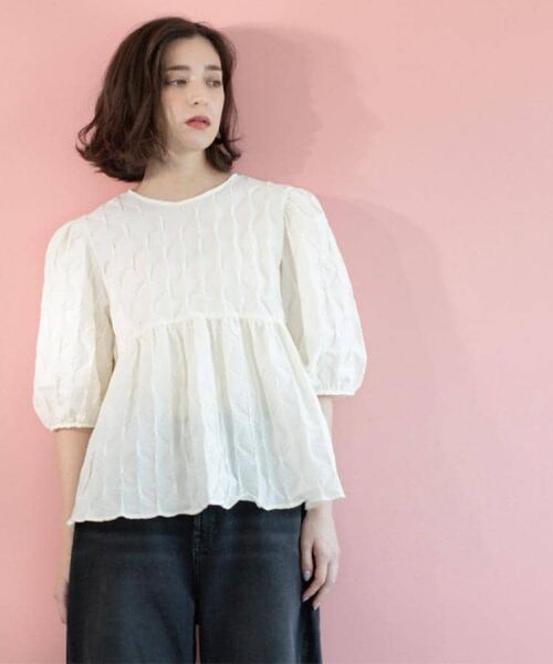 OPAQUE.CLIP / オペーク ドット クリップ シャツ・ブラウス | ふくれジャカードペプラムブラウス【洗濯機洗い可】 | 詳細2