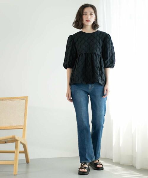 OPAQUE.CLIP / オペーク ドット クリップ シャツ・ブラウス | ふくれジャカードペプラムブラウス【洗濯機洗い可】 | 詳細22