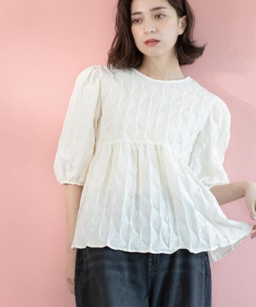 OPAQUE.CLIP / オペーク ドット クリップ シャツ・ブラウス | ふくれジャカードペプラムブラウス【洗濯機洗い可】 | 詳細3