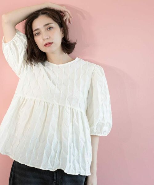 OPAQUE.CLIP / オペーク ドット クリップ シャツ・ブラウス | ふくれジャカードペプラムブラウス【洗濯機洗い可】 | 詳細5