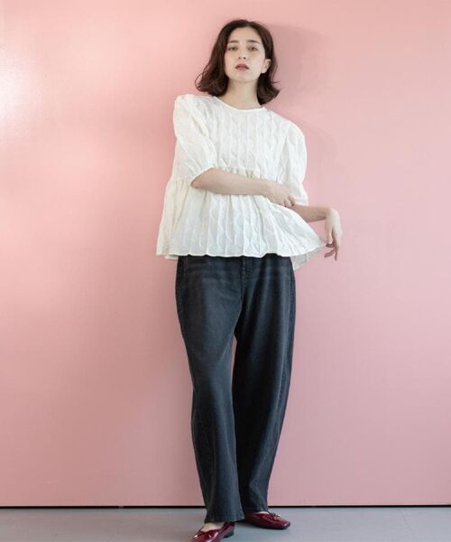 OPAQUE.CLIP / オペーク ドット クリップ シャツ・ブラウス | ふくれジャカードペプラムブラウス【洗濯機洗い可】 | 詳細6