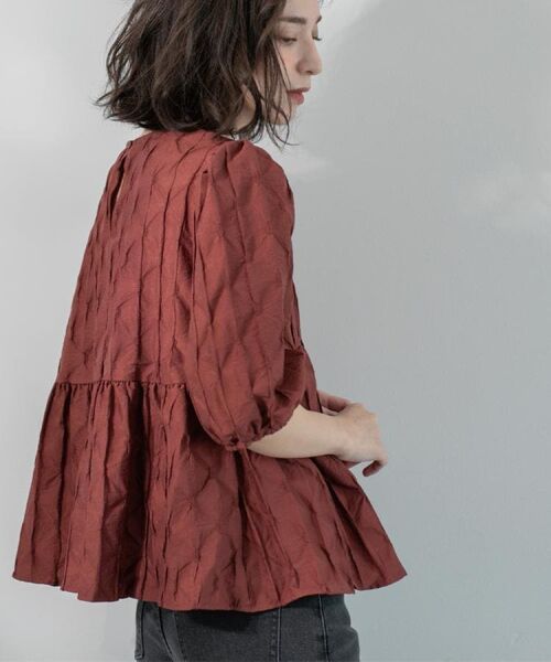 OPAQUE.CLIP / オペーク ドット クリップ シャツ・ブラウス | ふくれジャカードペプラムブラウス【洗濯機洗い可】 | 詳細9