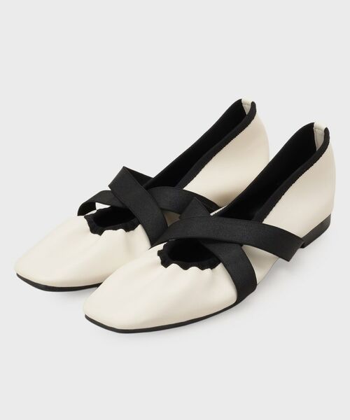 OPAQUE.CLIP / オペーク ドット クリップ フラットシューズ | クロスゴムデザインバレエシューズ | 詳細1